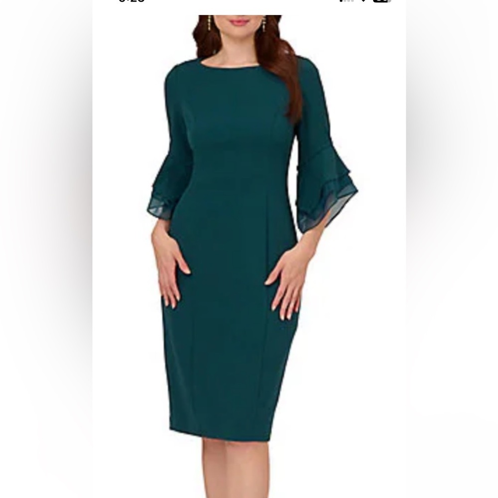 Adrianna Papell Teal Long Sleeve Dress NWT